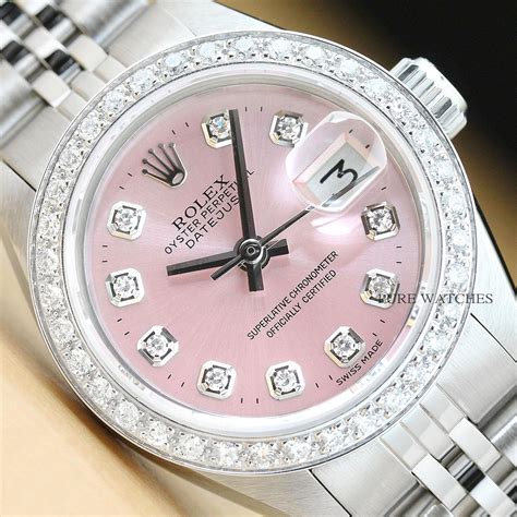 small womens gold rolex with disamonds and white face|rolex lady datejust pink.